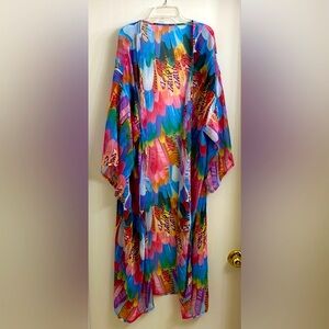 Colorful Feather Print Women's Swim Coverup -0ne size fits all